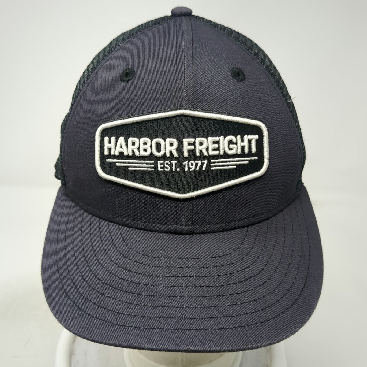 Harbor Freight Trucker Hat Gray One Size Mesh Snapback Patch Logo HFT Est 1977
