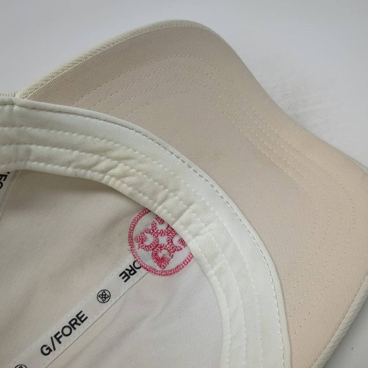 G/FORE Snapback Hat Beige One Size Pink Logo Nylon Golf Sport Cap Adjustable
