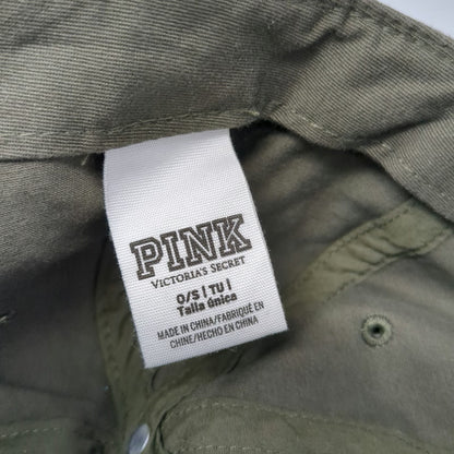 PINK Victoria's Secret Baseball Cap Green One Size P Patch Hat Slideback Cotton