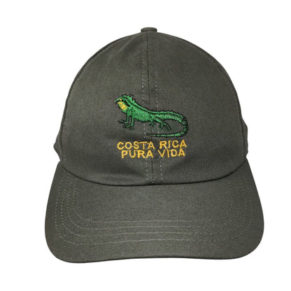 Costa Rica Pura Vida Iguana Strapback Hat Brown One Size Embroidered