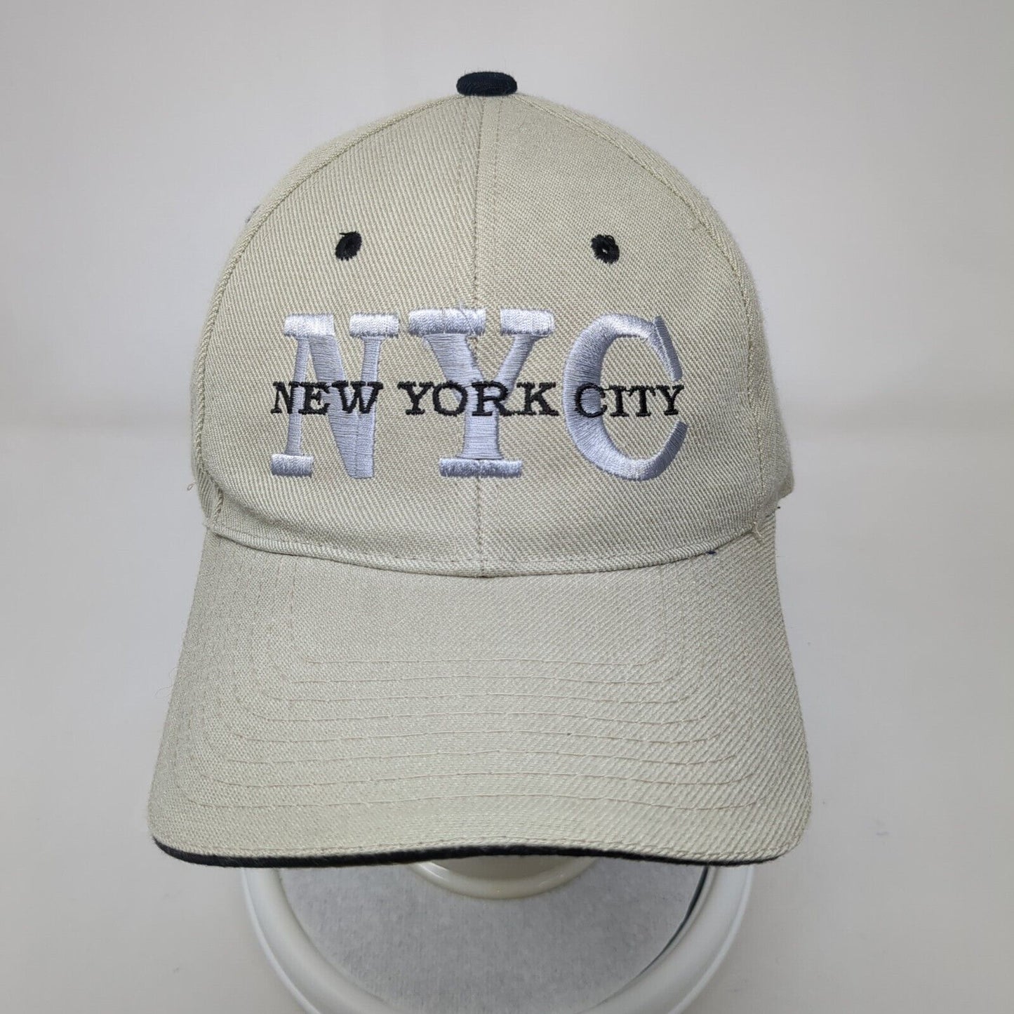 NYC New York City Strapback Hat Tan OSFA Adjustable Embroidered 6 Panel