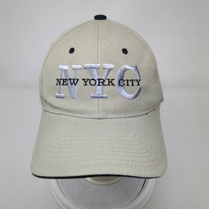 NYC New York City Strapback Hat Tan OSFA Adjustable Embroidered 6 Panel