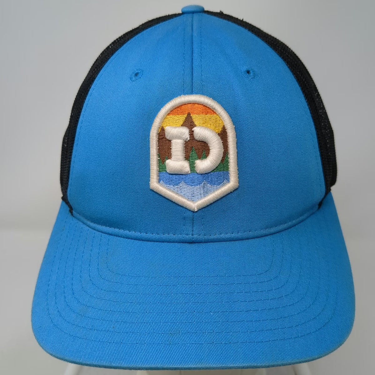 Richardson Trucker Hat Blue L Snapback Mesh Back Scenic D Patch Mountain Hat