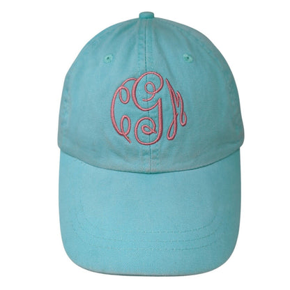 Monogram Slideback Hat Blue One Size Adjustable Embroidered 6 Panel Adams