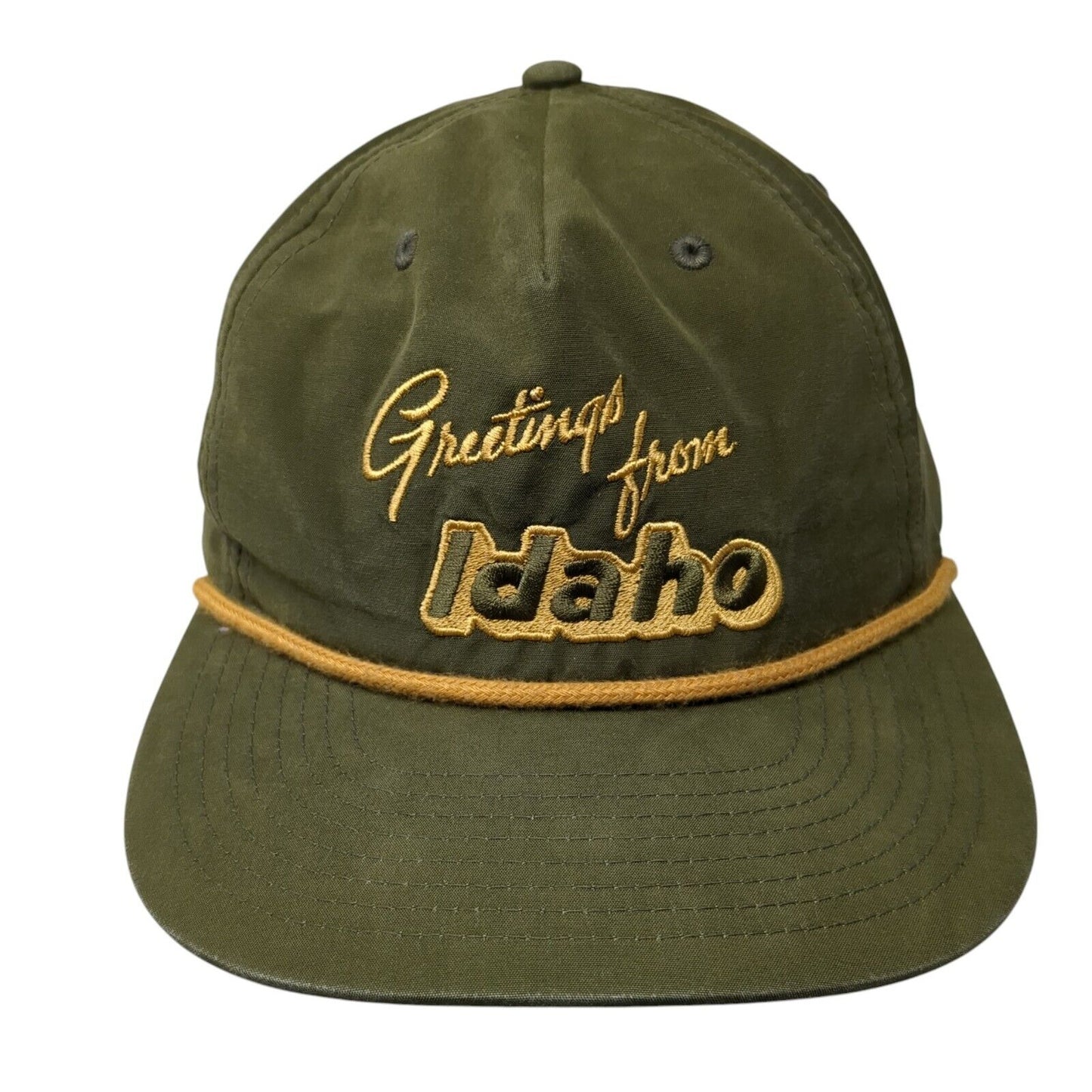 Greetings From Idaho Snapback Rope Hat Brown One Size Adjustable Outdoor