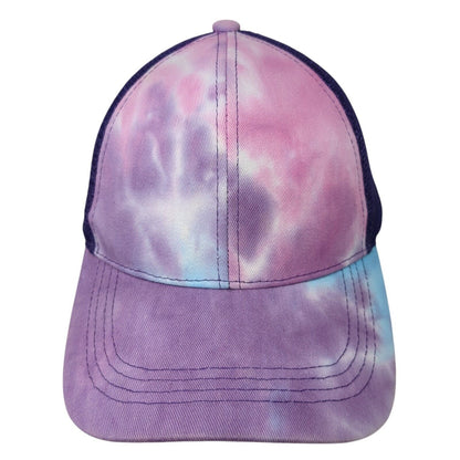 Unbranded Strapback Mesh Back Trucker Hat Multi One Size Tie Dye Ponytail