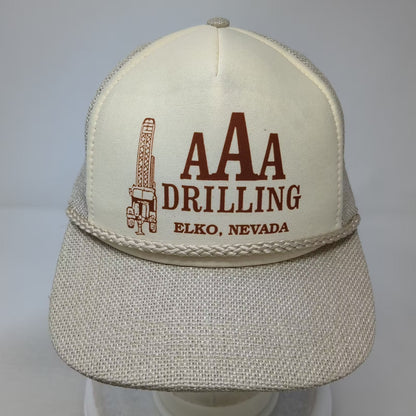 Sportcap AAA Drilling Elko Nevada Trucker Hat Beige OS Vintage Snapback Rope