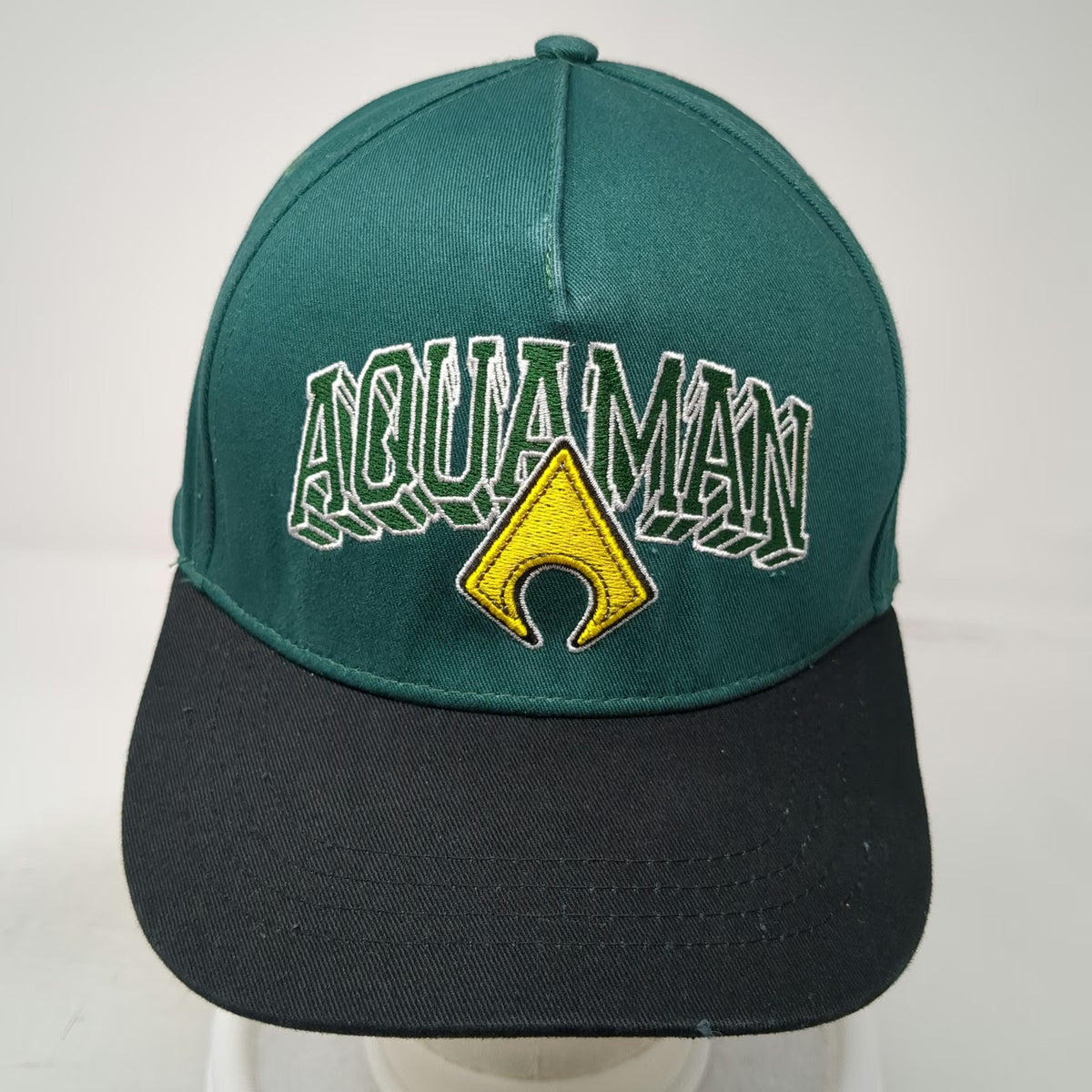 Six Flags Aquaman 5 Panel Hat Green Black One Size Snapback Cotton DC Comics
