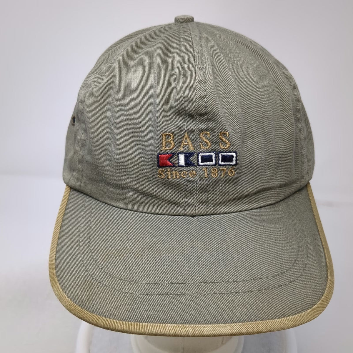 G.H. Bass & Co. Baseball Cap Green Nautical Flags Leather Slideback Hat Vintage