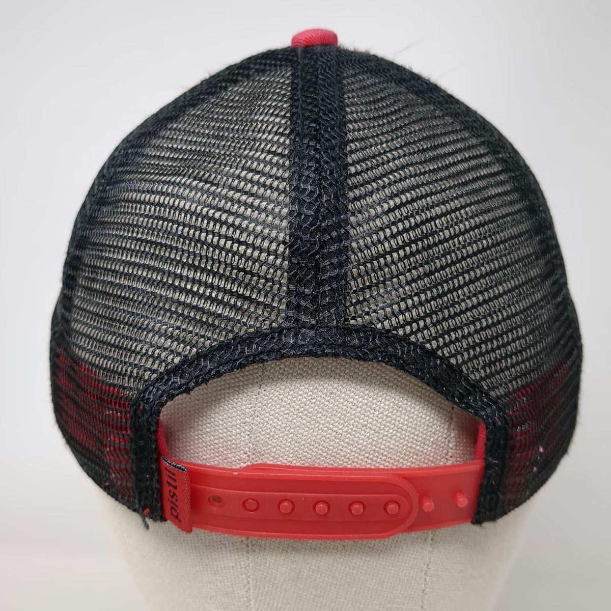 Pistil Trucker Hat Black One Size Knit Front Snapback Mesh Back Striped Wool