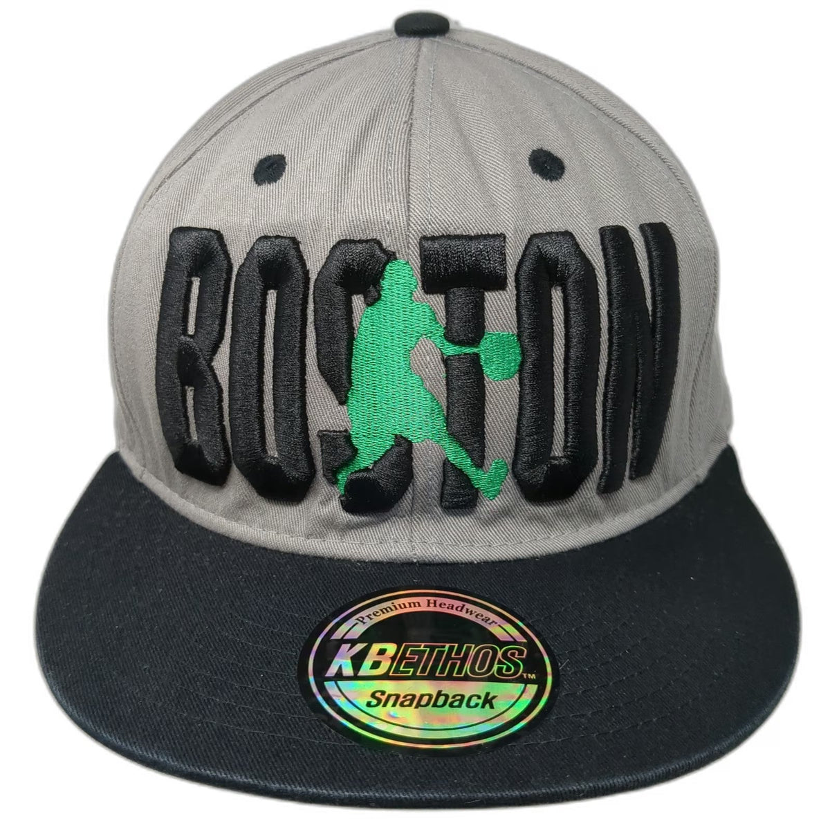 KBETHOS Snapback Hat Gray One Size Boston Basketball 3D Embroidery Flat Brim