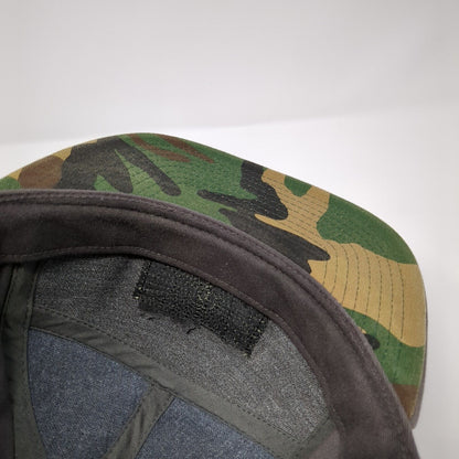 Valentine's Deli Slideback Hat Gray One Size Leather Strap Camo Trim