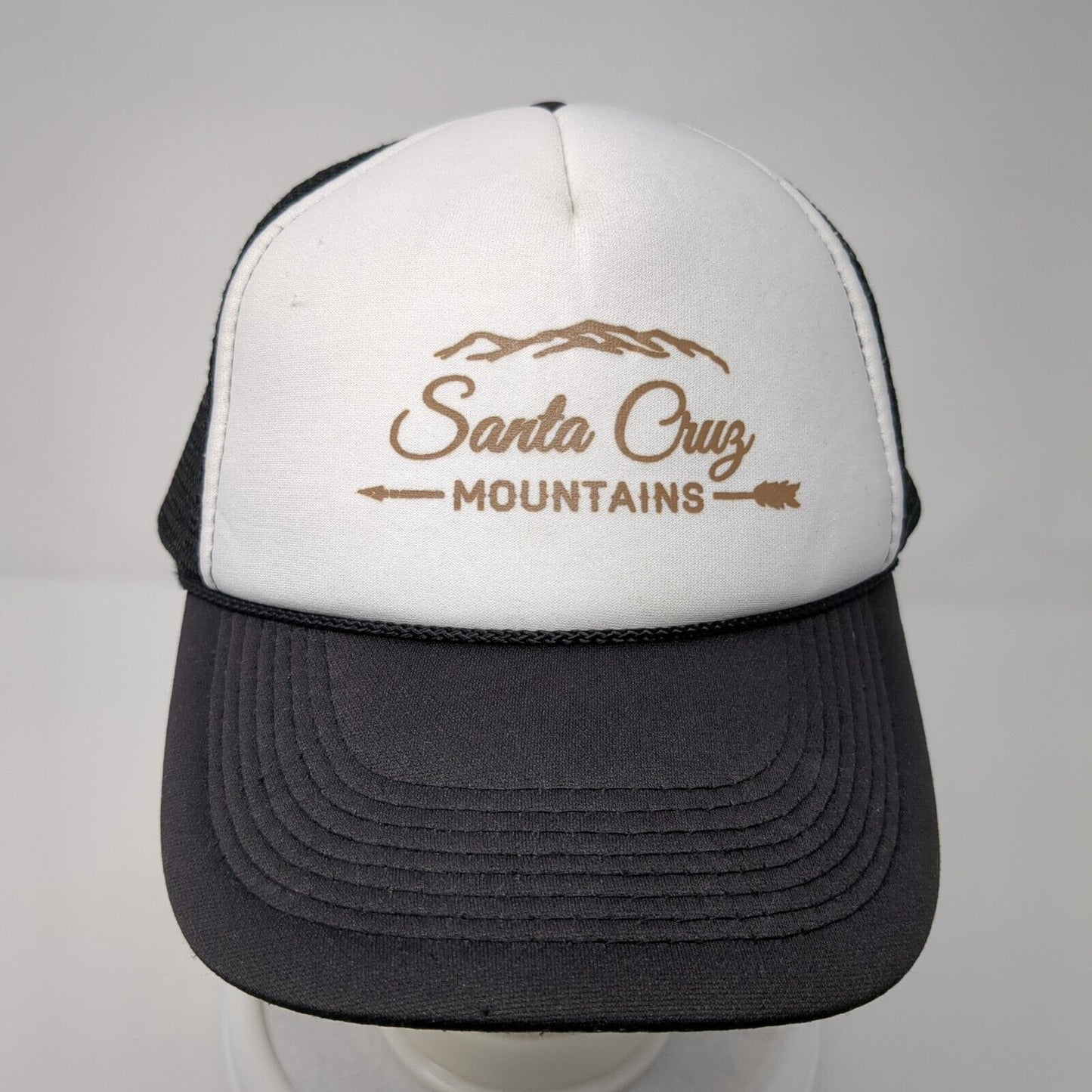 Santa Cruz Mountains Snapback Rope Trucker Hat Black One Size Mesh Back