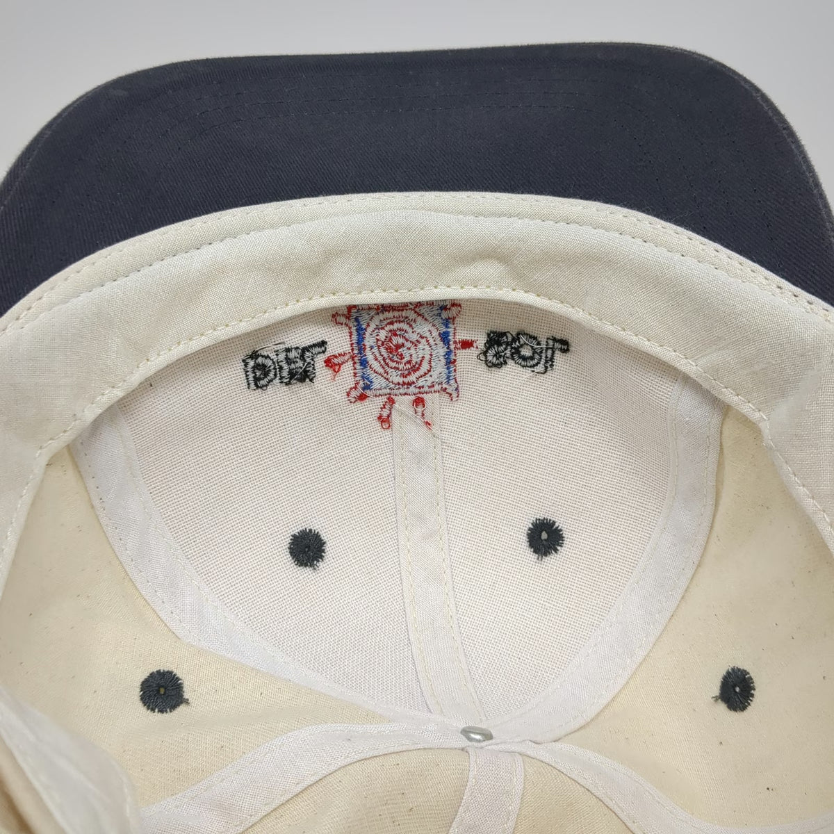 Del Sol Baseball Cap Beige One Size Blue Contrast Brim Embroidered Sun Logo Hat