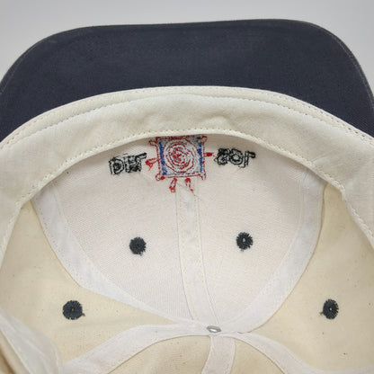 Del Sol Baseball Cap Beige One Size Blue Contrast Brim Embroidered Sun Logo Hat