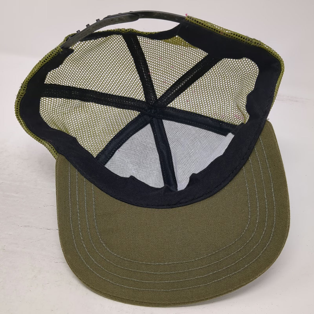 Green Trucker Hat Mesh Snapback Ram Animal Bighorn Sheep Patch Outdoor Vintage