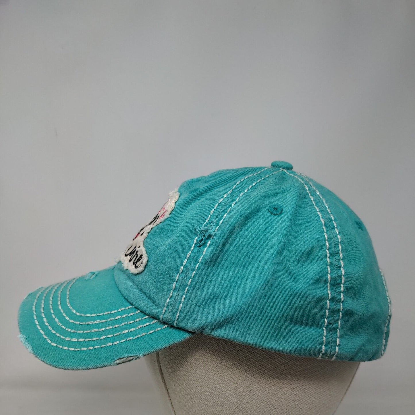 Mama Hair Don't Care Strapback Hat Bluish-Green One Size Kbethos Vintage