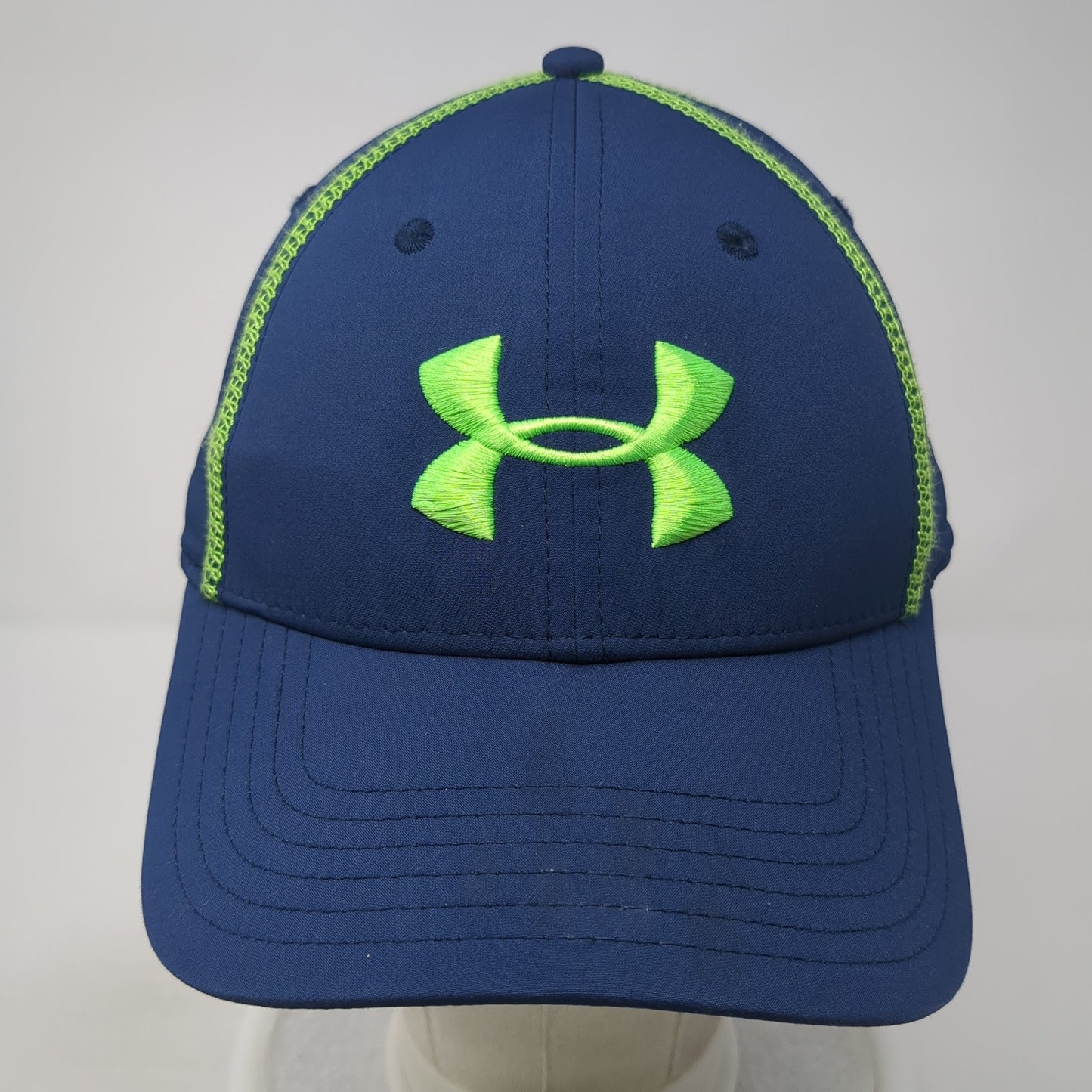 Under Armour Logo Fitted Hat Blue XL Embroidered Solid Outdoor 6 Panel