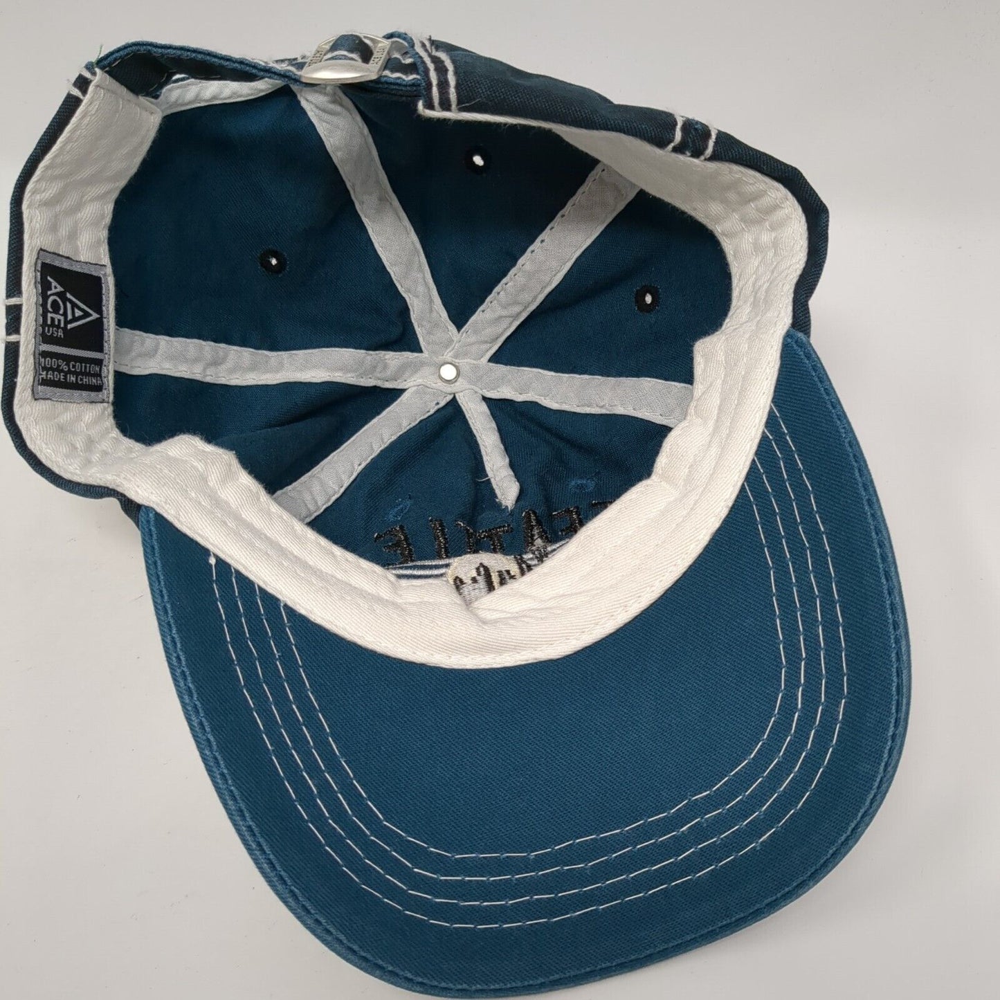 Seattle Washington Slideback Hat Blue One Size Adjustable Embroidered ACE USA