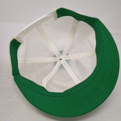 HNK Trucker Hat White Green Pom Pom NK Shield Logo Mesh Snapback Farm Vintage