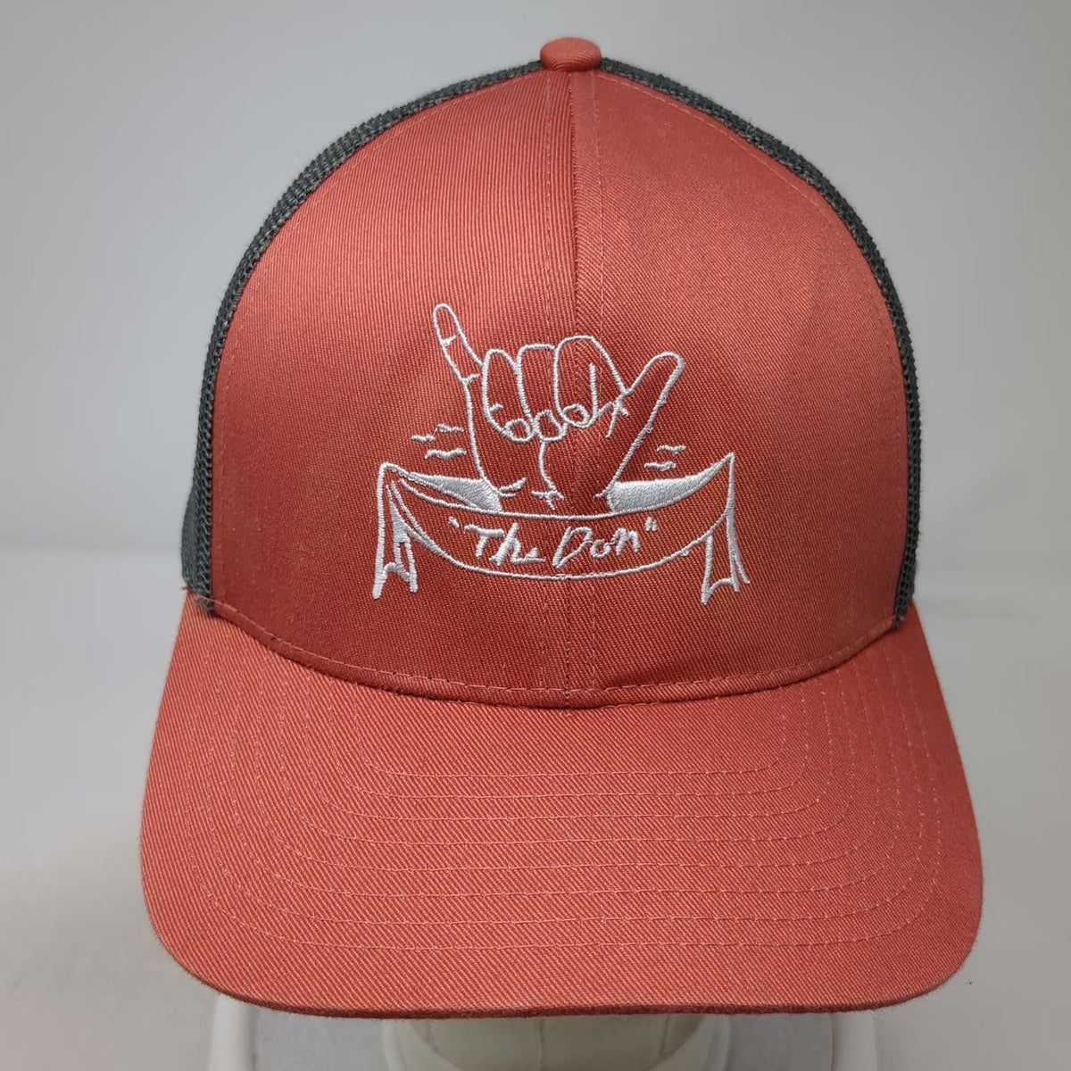 Cap America Trucker Hat Orange Gray One Size Mesh Shaka Hand The Don Snapback