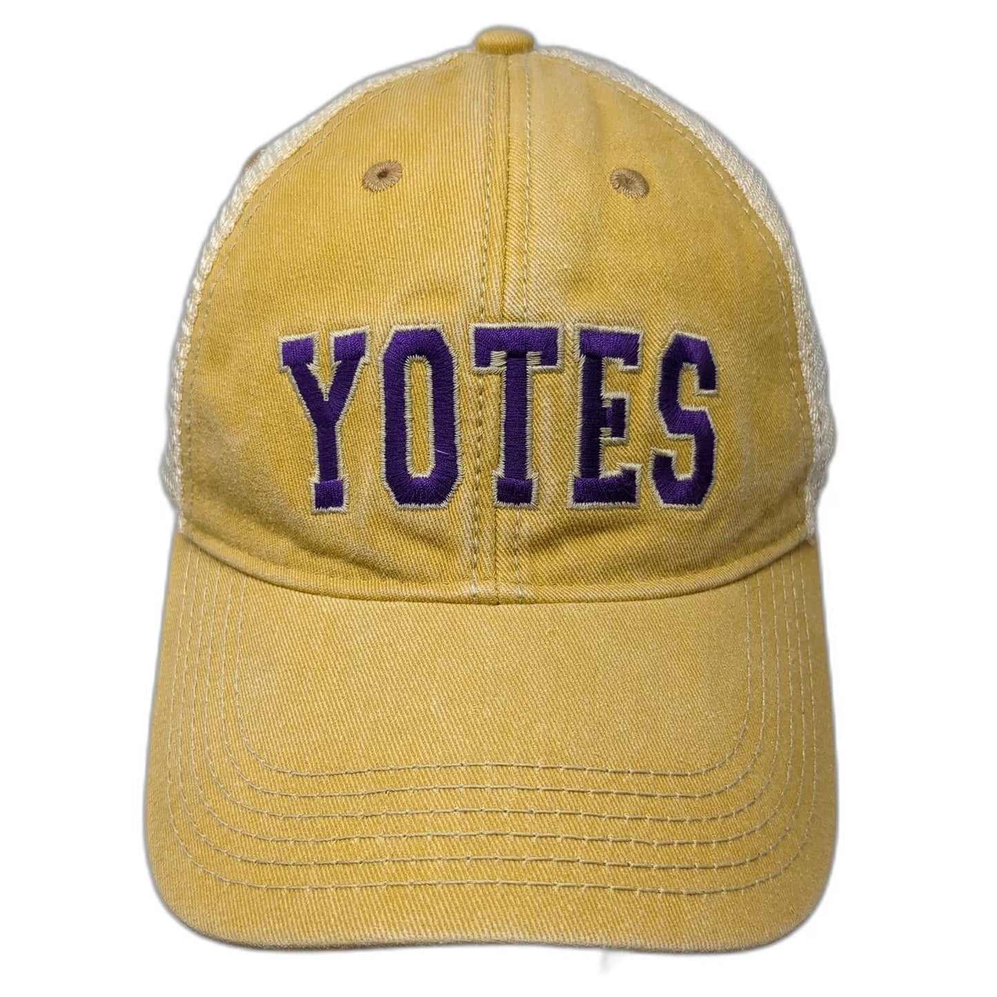 College of Idaho Yotes Legacy Trucker Hat Yellow One Size Snapback Mesh Curved