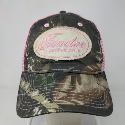 Tractor Supply Company Womens Strapback Mesh Back Hat Pink Camo Embroidered Logo