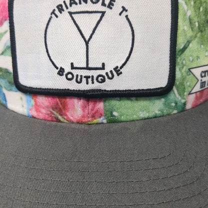 Triangle T Boutique Trucker Hat Gray White One Size Floral Cactus Mesh Snapback