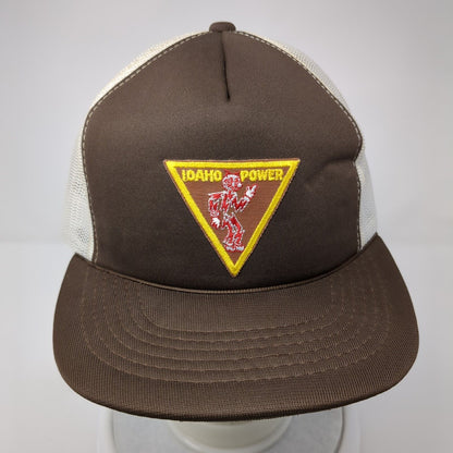 Idaho Power Snapback Trucker Hat Brown One Size Adjustable Mesh Back YoungAn