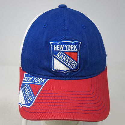 Reebok New York Rangers NHL Blue Red White XL Mesh Back Stretch Fit Shield Hat
