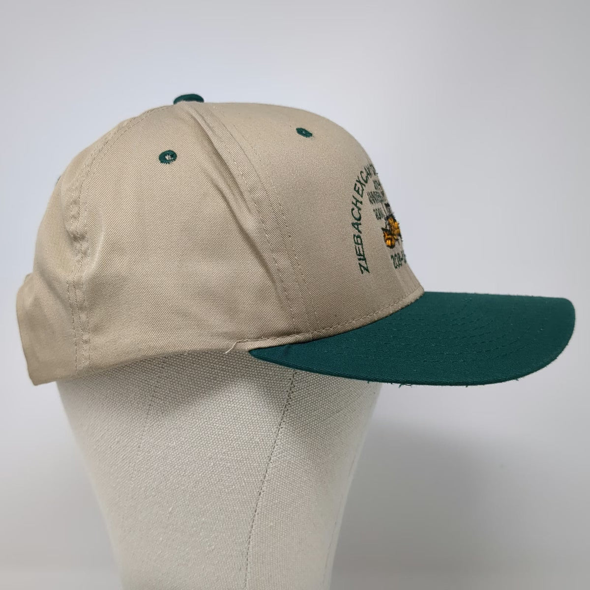 Yupoong Snapback Beige Green Hat One Size Excavating Concrete Construction 2000
