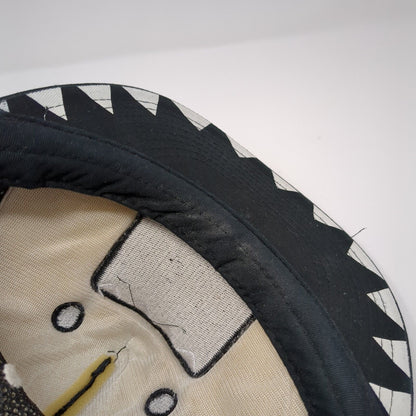 Domo Domo-Kun Snapback Mesh Back Hat Black Gray Checkered Mouth Foam