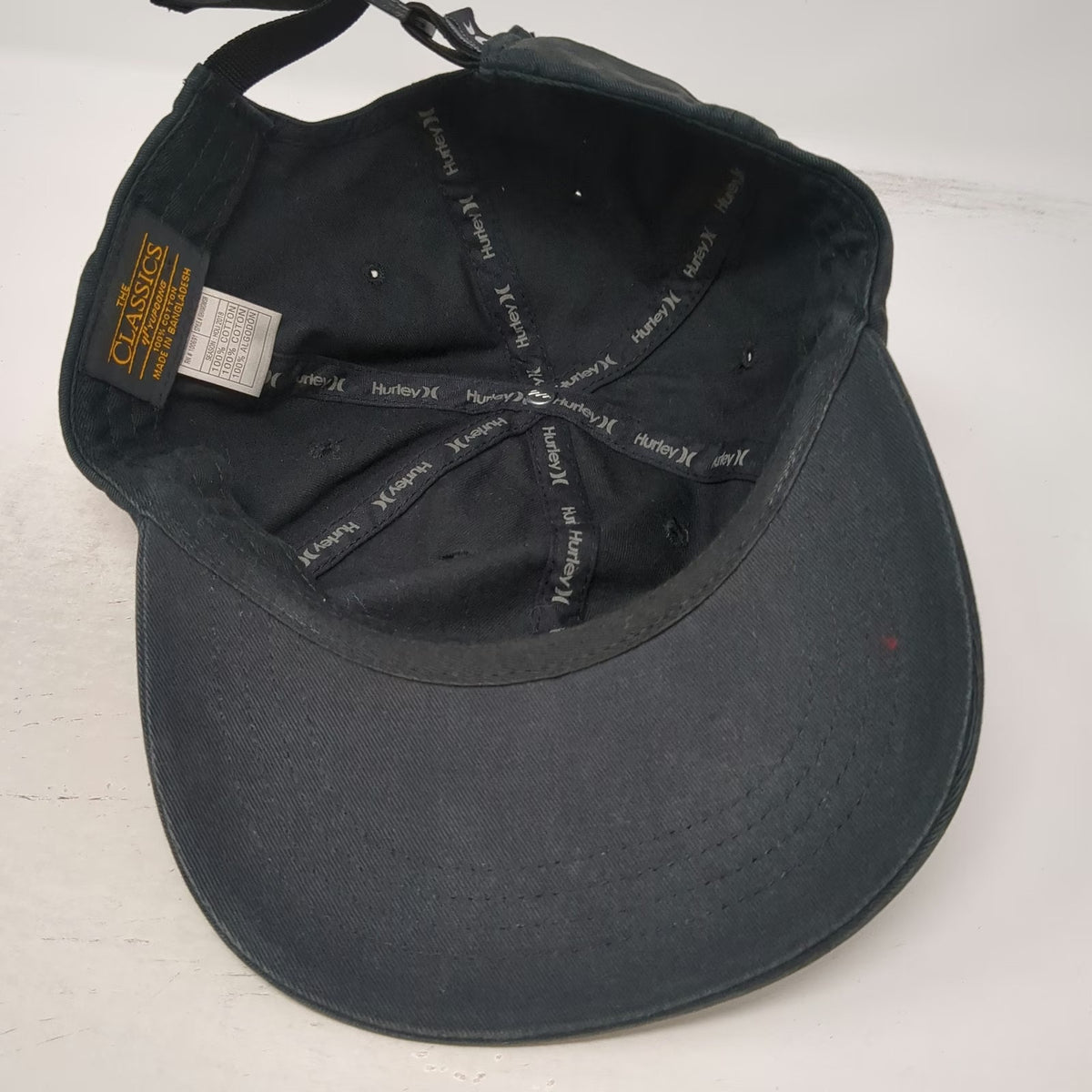 Hurley Baseball Cap Black One Size Adjustable Slideback Cotton Patch Logo Hat