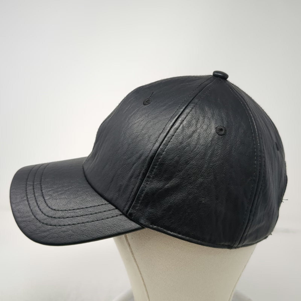 A New Day Baseball Cap Black One Size Imitation Leather Elastic Strapback Hat