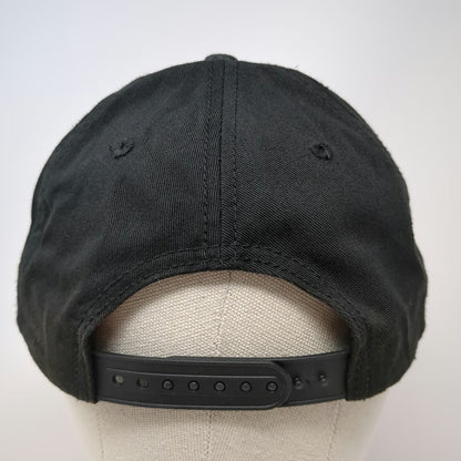 Caterpillar 5 Panel Black Gray Hat One Size Snapback Workwear Side Logo Cotton