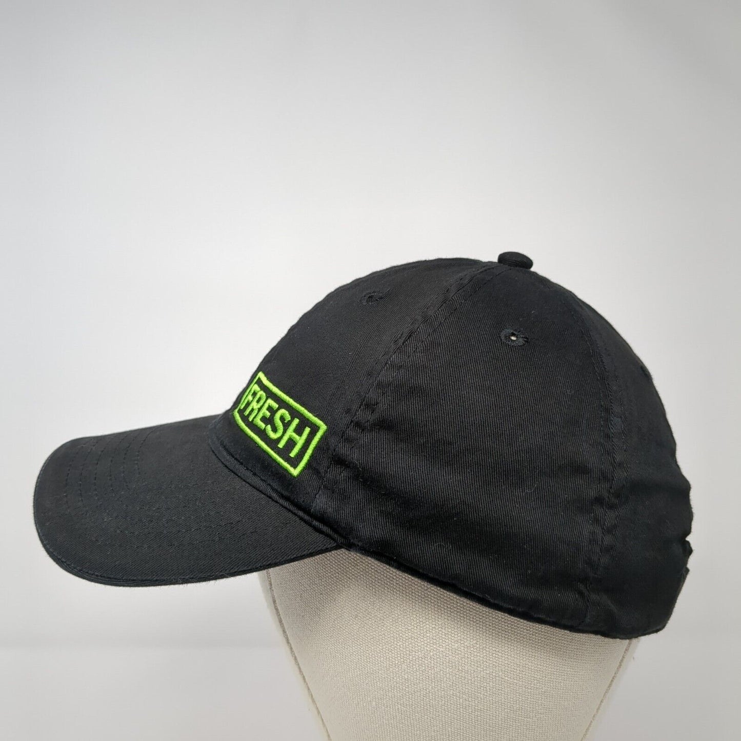 Fresh Strapback Hat Black One Size Adjustable Embroidered 6 Panel