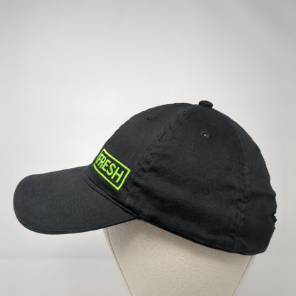 Fresh Strapback Hat Black One Size Adjustable Embroidered 6 Panel