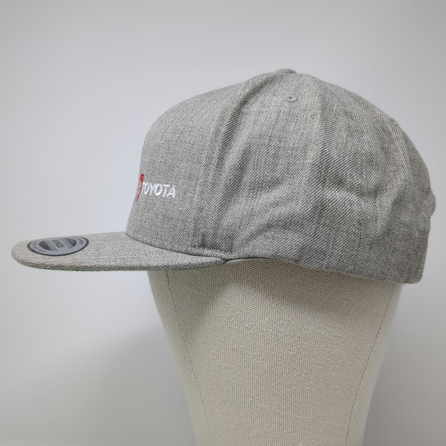 Yupoong Snapback Hat Gray One Size Toyota Logo Green Underbrim Flat Brim Wool
