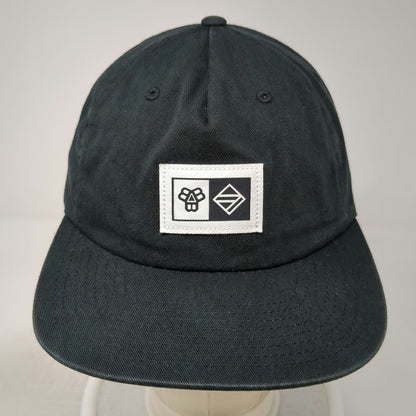 Braille Skateboarding 5 Panel Black One Size Hat Leather Strapback Flat Brim