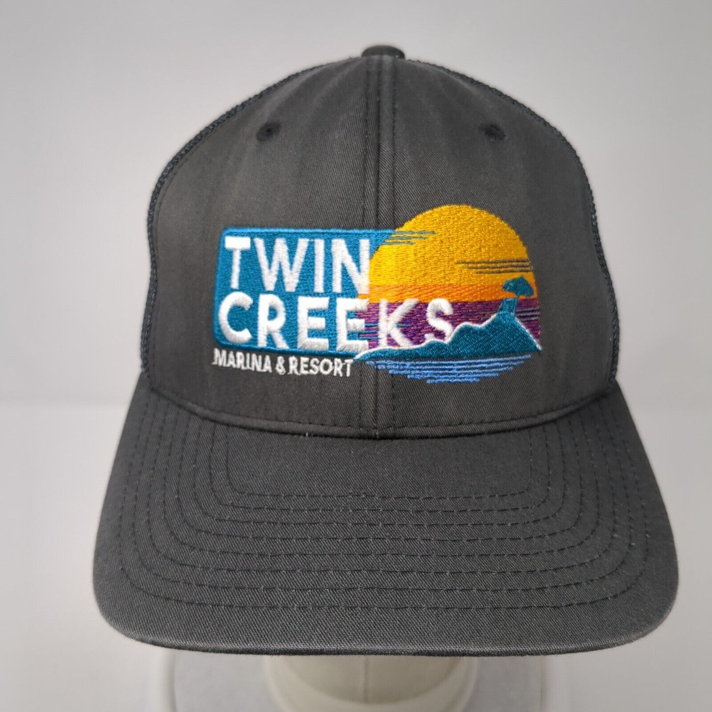 Twin Creeks Marina & Resort Fitted Mesh Back Trucker Hat Gray One Size