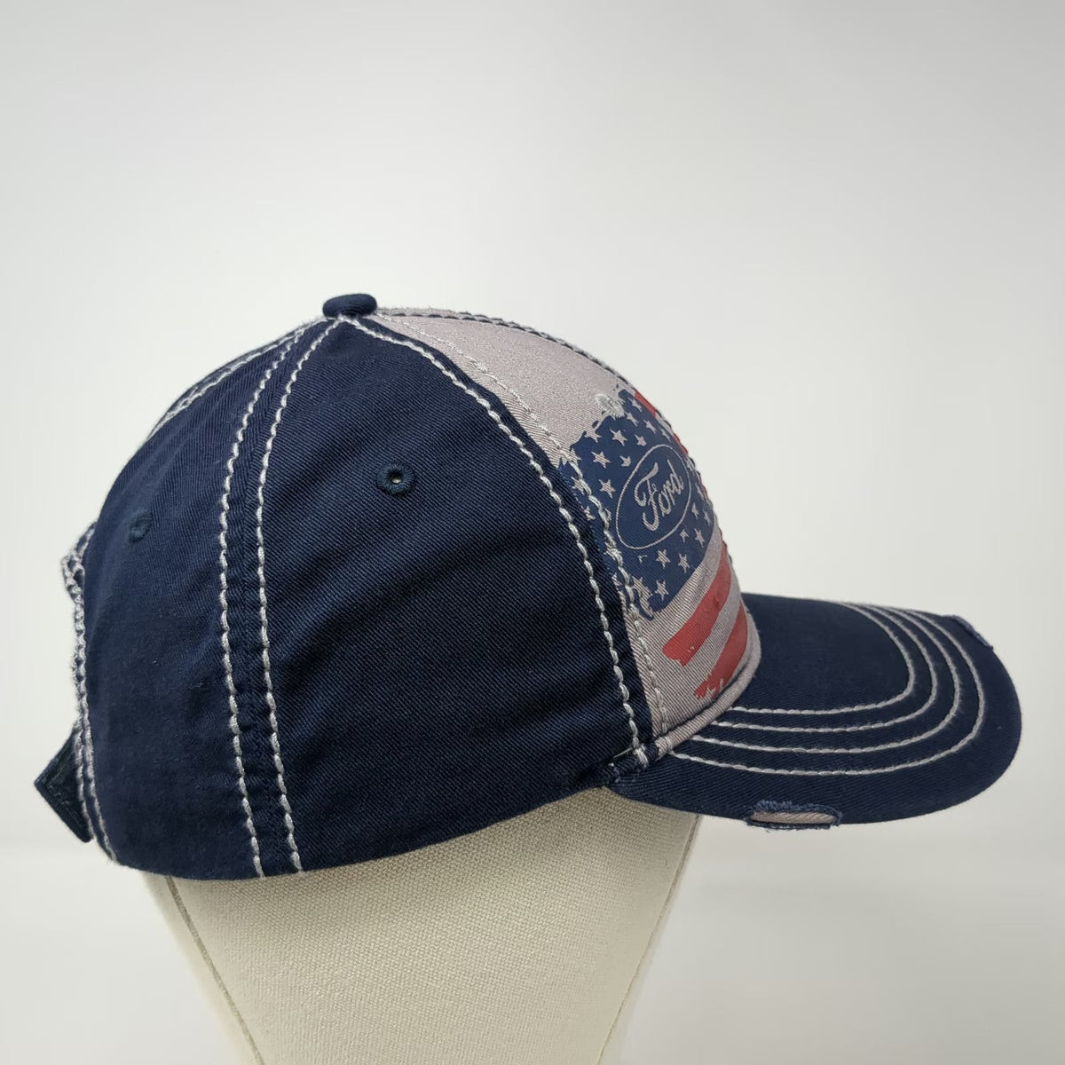 H3 Headwear Ford Baseball Cap Blue One Size Flag Graphic Contrast Stitching Hat