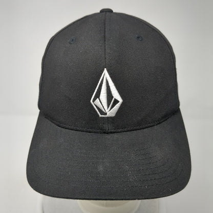 Volcom Fitted Hat Black S/M Embroidered Vented Holes 6 Panel Flexfit