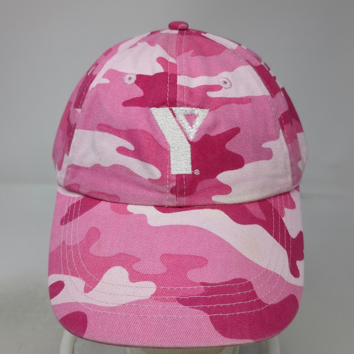 Anvil Baseball Cap Pink Camo One Size Embroidered YMCA Hat Adjustable Strapback
