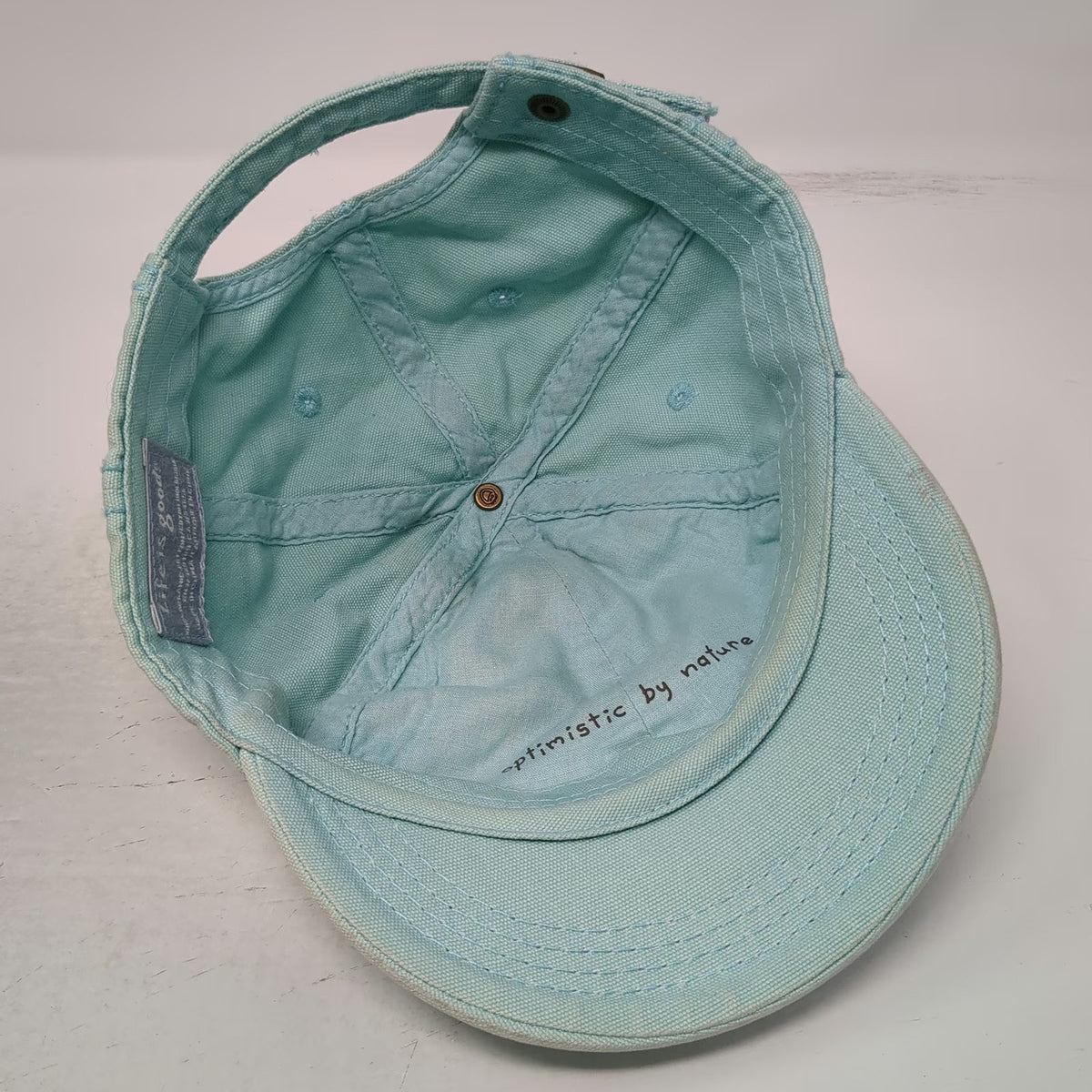 Life is Good Baseball Cap Blue One Size Organic Cotton Floral Adjustable Hat