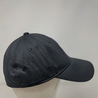 Adidas Fitted Hat Black L/XL Embroidered Logo Breathable Vented Holes 6 Panel