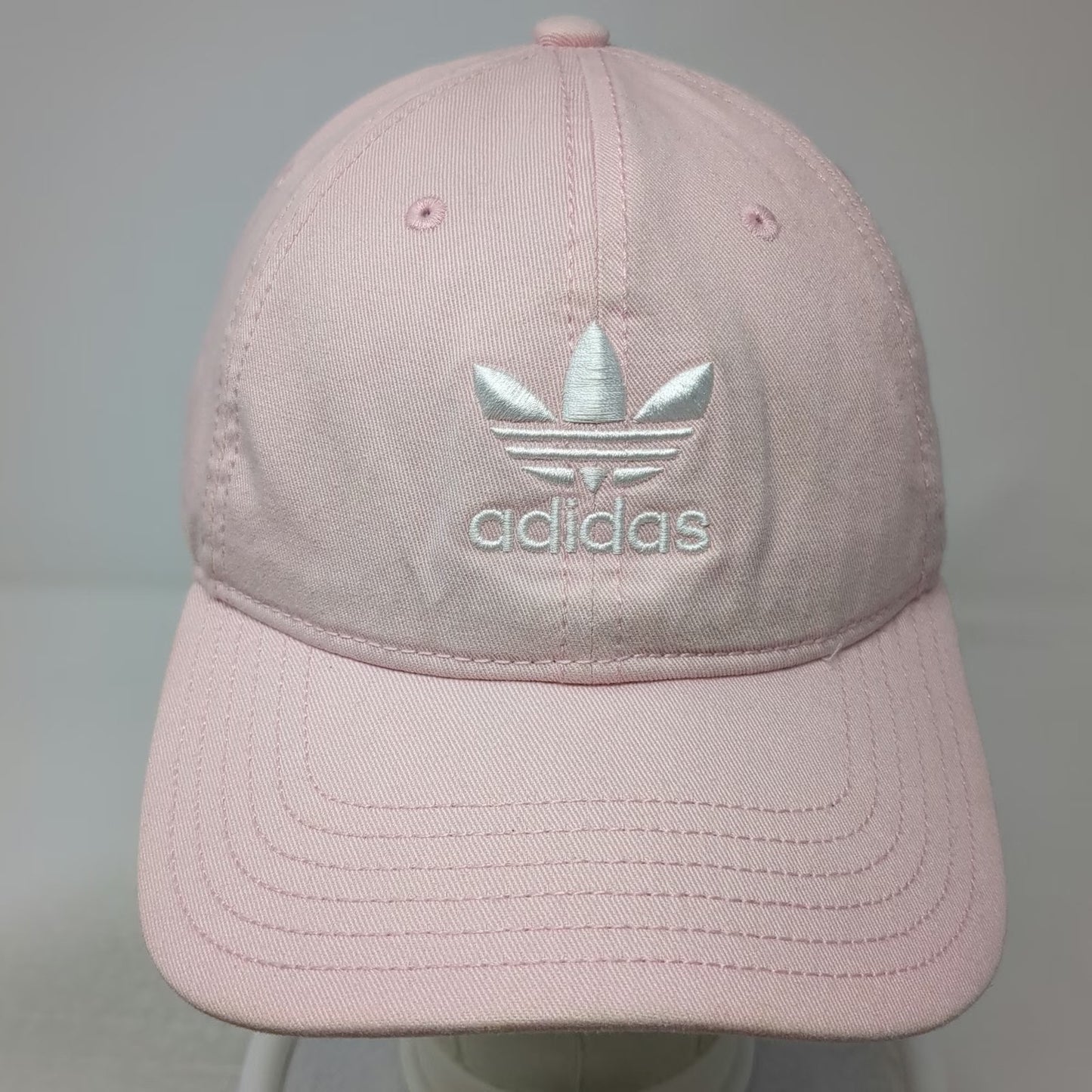 Adidas Baseball Cap Pink One Size Trefoil Logo Slideback Cotton Curved Brim Hat