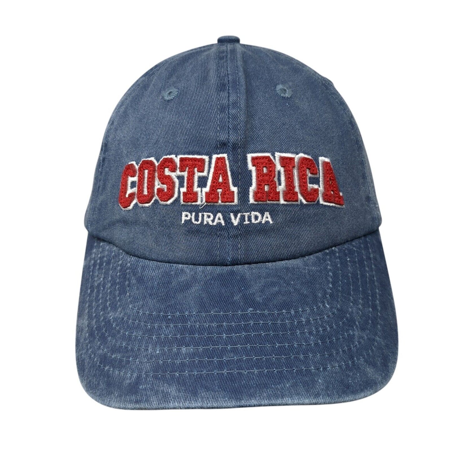 Costa Rica Pura Vida Slideback Hat Blue One Size Embroidered 6 Panel