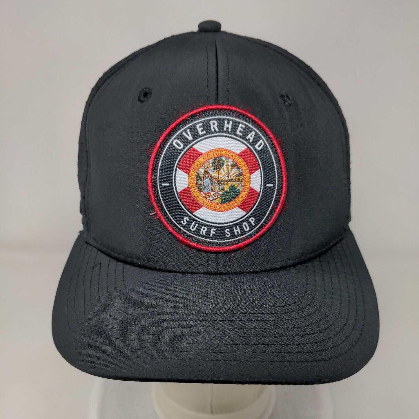 Overhead Surf Shop Snapback Hat Black One Size Adjustable Embroidered Pukka