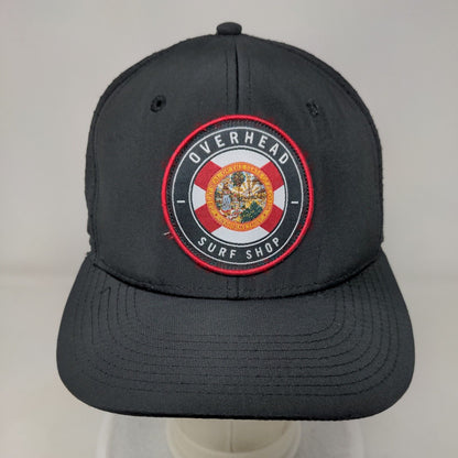 Overhead Surf Shop Snapback Hat Black One Size Adjustable Embroidered Pukka
