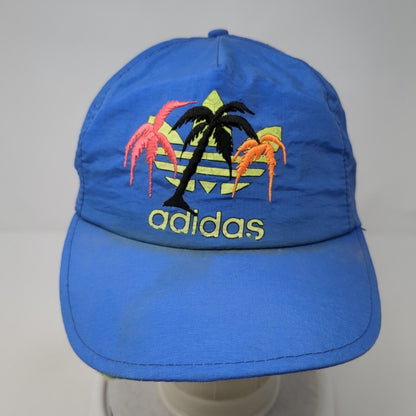 Vintage Blue Tag Adidas Snapback Hat Embroidered Palm Trees 100% Nylon